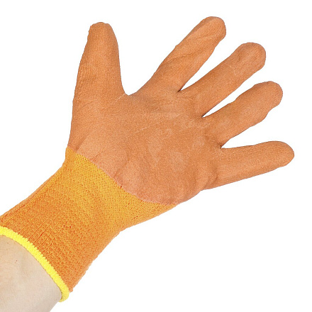 Перчатки обливные, без рисунка, оранжево-коричневая основа, утепленные, Золотая перчатка