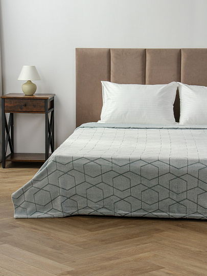 Плед 200х240 см, микрофибра, 100%пэ, 280г, Silvano, Геометрия, зелено-голубой