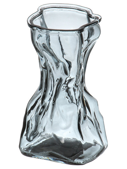 Ваза стекло, настольная, 15х7.5 см, Мятая, A060332, графит