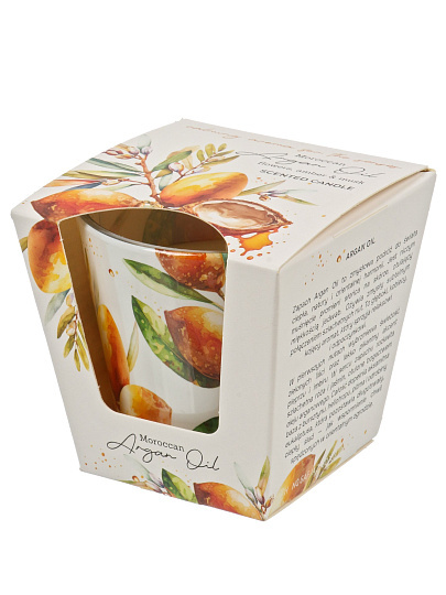 Свеча ароматизированная, 7.5х9 см, в стакане, Аргановое масло,115гр.