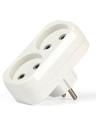 Двойник 2 гнезда, без заземления, плоский, 10 А, Smartbuy, SBE-10-A02-2