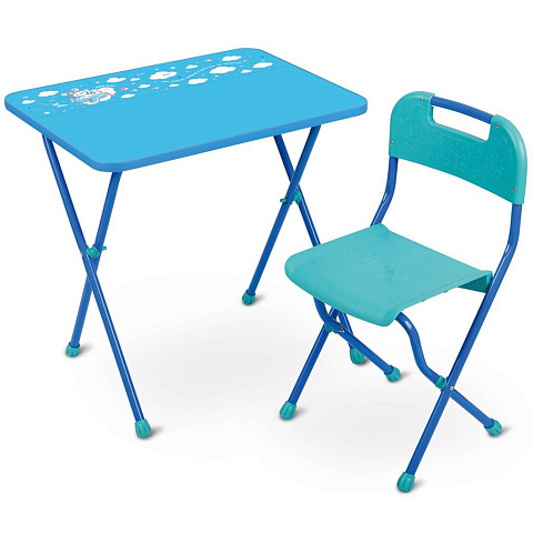 Мебель детская Nika, стол+стул, Алина, рисовать маркером на водной основе, металл, лдсп, пластик, голубая, КА2/Г
