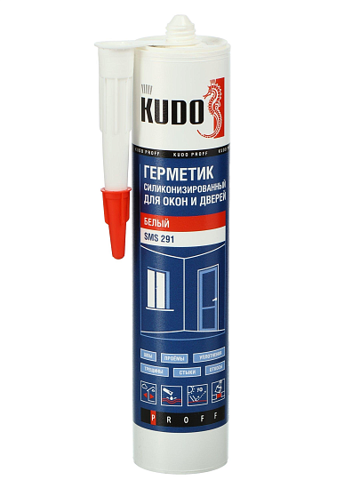 Герметик силикон-акриловый, для окон и дверей, KUDO, Proff, SMS-291, 280 мл, белый