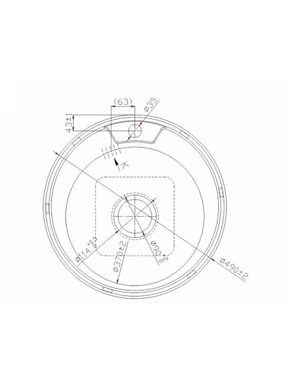 Мойка кухонная врезная, РМС, нержавеющая сталь, 490 мм, 0.6 мм + сифон, MG6-49