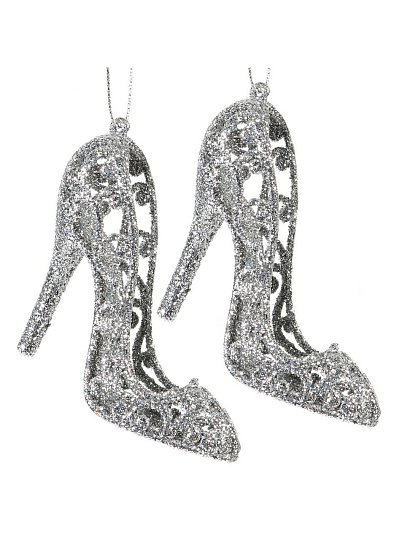 Елочное украшение Туфли, 2 шт, серебро, 7х8 см, SYZFGJE-1122107