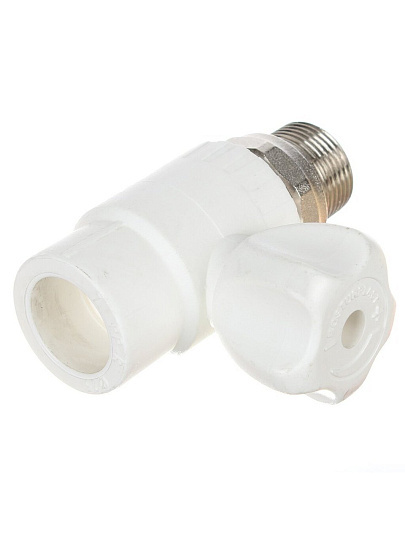 Кран для радиатора прямой, полипропилен, d25х3/4", белый, RTP