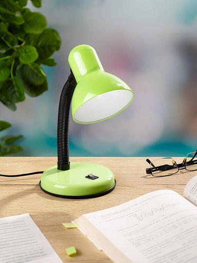 Светильник настольный на подставке, E27, 60 Вт, черный, абажур зеленый, Lofter, 203В-grn/270789