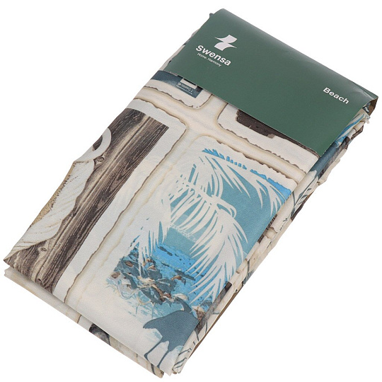 Штора для ванн 180х180 см, полиэстер, Swensa, Beach Bed, серо-бежевая, SWC-90-58