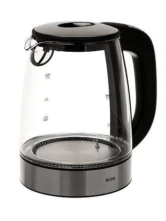 Чайник электрический Rion, HHB1788AD, 1.7 л, 2200 Вт, скрытый нагревательный элемент, стекло