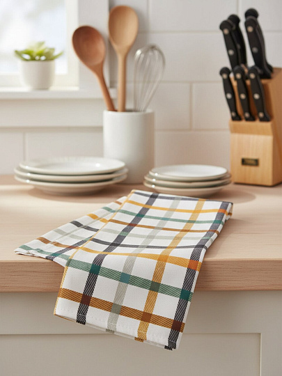 Полотенце кухонное 40х60 см, 100% хлопок, клетка, Узбекистан, Узбекистан
