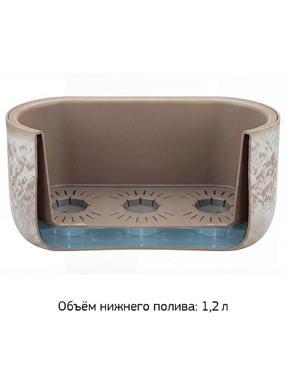 Кашпо пластик, 6 л, 38.5х18.6х16.2 см, овальное, бежевый слайн, Idea, Микрит, М 3274