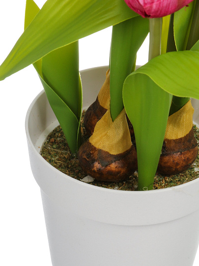 Цветок искусственный декоративный, Тюльпан в кашпо, 28 см, Y4-11115