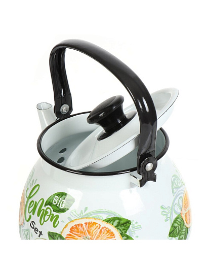 Чайник сталь, эмалированное покрытие, 3 л, ручка металлическая, Керченский металлургический завод, Лимонный сет, 42104-122/6-У