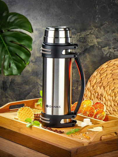 Термос нержавеющая сталь, 2 л, универсальная горловина, Daniks, колба нержавеющая сталь, серебристый, SL-200NGL