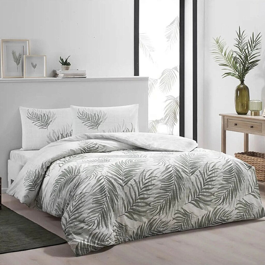 Постельное белье евро, простыня 240х260 см, 2 наволочки 50х70 см, пододеяльник 200х220 см, TAC, сатин, коллекция Ranforce, Lenora