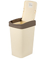 Контейнер для мусора пластик, 35 л, прямоугольный, с крышкой, слоновая кость, шоколад, Violet, Tandem, 843526 - фото 5