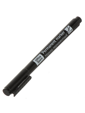 Маркер перманентный диаметр 0.5 мм, тонкий металлический наконечник, черный, OfficeSpace, 270905