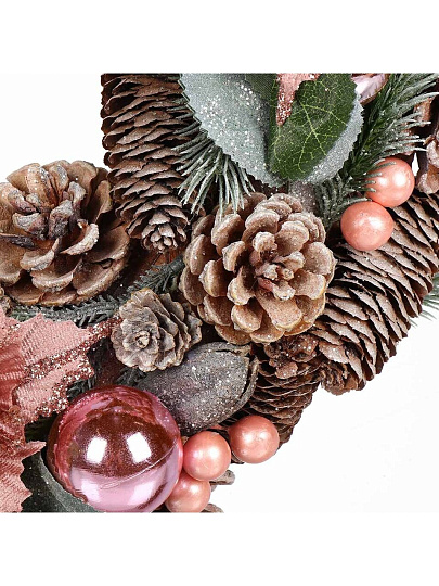 Венок рождественский 35 см, с пуансеттией, SYSGZSA- 4623083