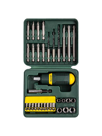 Отвертка реверсивная, 43 предмета, Kraftool, с насадками, Kompakt-43, 25556-H43