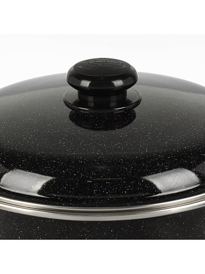 Кастрюля эмалированная сталь, 5.5 л, крышка сталь, цилиндрическая, Сибирские товары, 9MD221P, черный рябчик, индукция