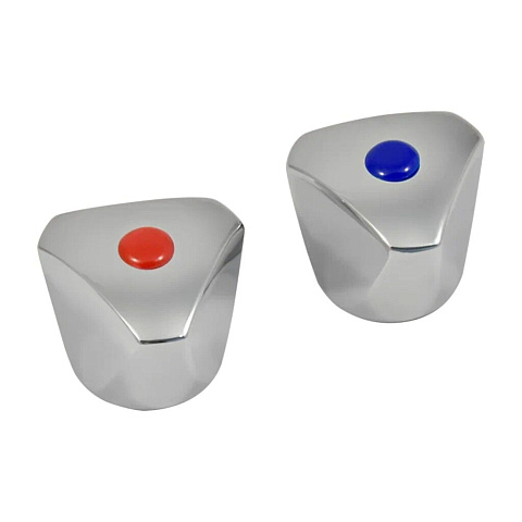 Маховик для кран-буксы, цинк, под щлиц, комлект 2 шт - синий и красный, индивидуальная упаковка, Juguni, 0402.126