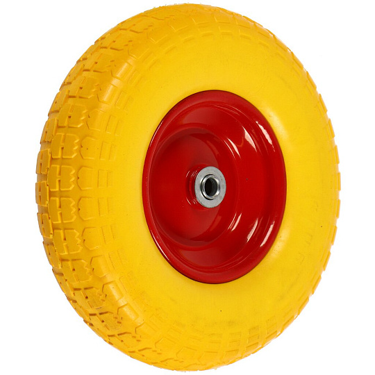 Колесо для тачки полиуретан PU, несимметричная ступица, 4.00-6, втулка D16 мм, Mawipro