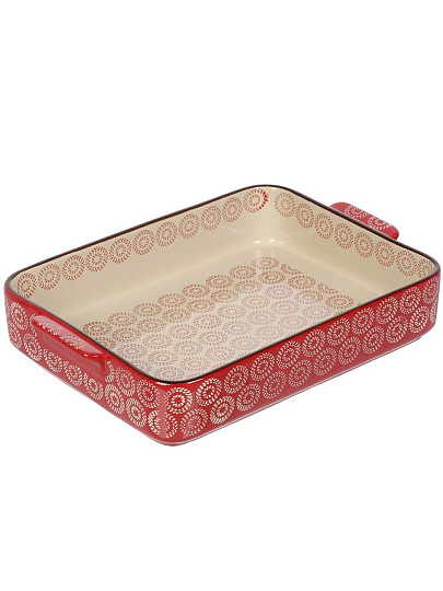Форма для запекания керамика, 35х24.5х6.5 см, 3 л, фигурная, Круги на красном, Y6-10300