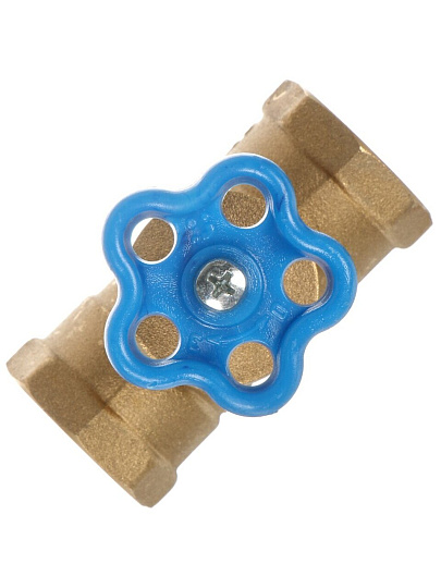 Вентиль для воды, 1&quot;, г-г, синий, БАЗ