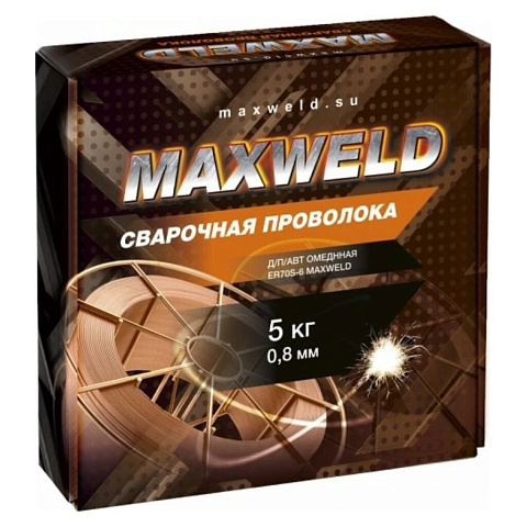 Проволока сварочная Maxweld, СВ08Г2С, 0.8 мм, 5 кг, омедненная, SP085