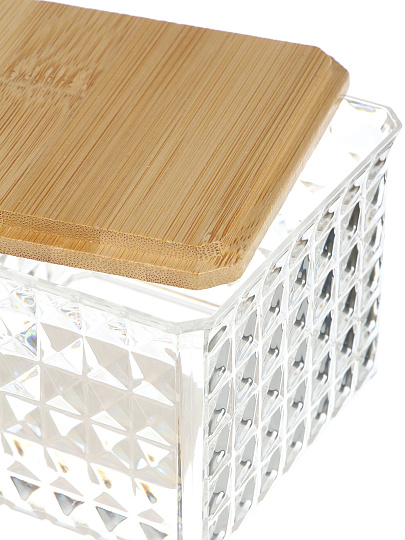 Контейнер для ватных дисков, квадратная, пластик, прозрачная, Y4-11324