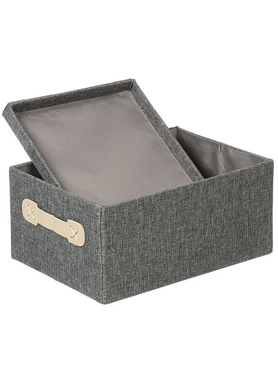 Кофр для хранения, 1 секция, с крышкой, складной, 32х23х15 см, с ручкой, серый, A290106