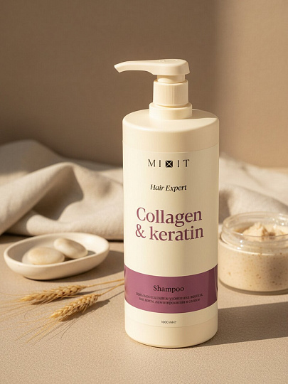 Шампунь Mixit, Hair Expert, Восстанавливающий, Укрепляющий, 1 л, для поврежденных волос