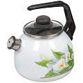 Чайник эмалированный СтальЭмаль 4с209я Каллы со свистком, 3 л
