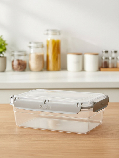 Контейнер пищевой пластик, 0.8 л, 17.9х12.6х6.9 см, пепельный жемчуг, прямоугольный, Plast team, Bergen, PT104310024