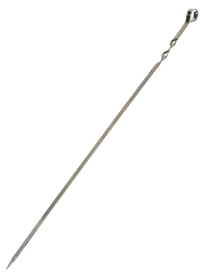 Шампур лезвие плоское, 700х550х12х2 мм, нержавеющая сталь, рукоятка нержавеющая сталь, кольцо, узор, 2К-051