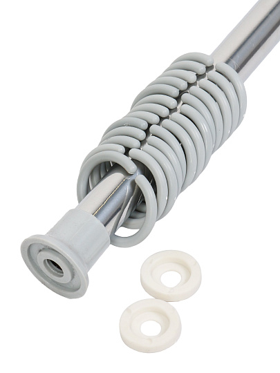 Карниз для ванной полипропилен, металл, ПВХ, 120-210 см, телескопический, металлик, с кольцами, Aqva-Prime