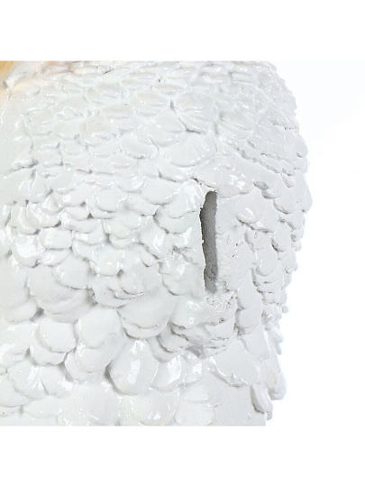 Копилка Филин на бревне, 40х19 см, гипс, арт. 399, бело-золотая