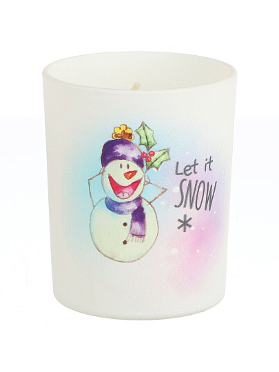 Свеча декоративная, 9.3х7.7 см, Let it snow, парафин, в стеклянном подсвечнике, 35 1625 1021