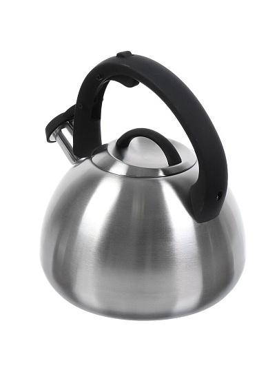 Чайник нержавеющая сталь, 2.7 л, со свистком, матовый, ручка бакелитовая, с силиконовым покрытием, Daniks, индукция, стальной, M-085