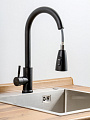 Смеситель для кухни, Aqwin, гибкий излив, с картриджем, черный, A0046S-6