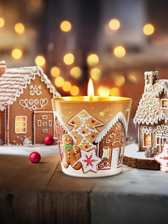 Свеча ароматизированная, 8х9 см, в стакане, Bartek Candles, Пряничный городок