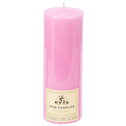 Свеча декоративная, 20х7 см, цилиндр, розовая, 1381691100