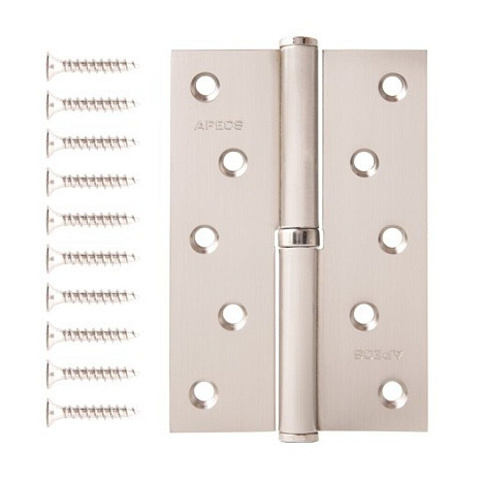 Петля врезная для деревянных дверей, Apecs, 120х80х3 мм, левая, B-Steel-NIS-L, 13719, с подшипником, матовый никель