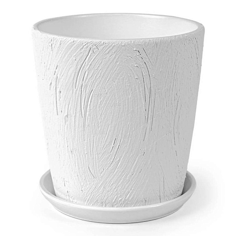 Кашпо керамика, 2.6 л, 18х18.5 см, конус, белое, Короед №4, 004067