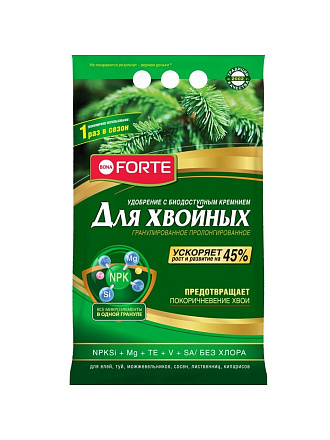 Удобрение Хвойное, пролонгированное с биодоступным кремнием, минеральное, гранулы, 5 кг, Bona Forte