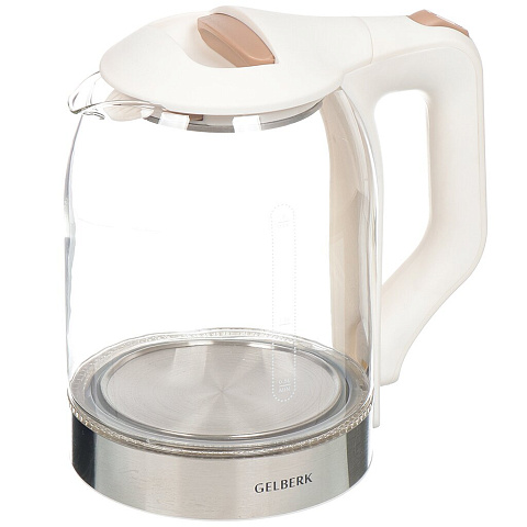 Чайник электрический Gelberk, GL-404, 1.8 л, 1500 Вт, скрытый нагревательный элемент, LED подсветка, стекло