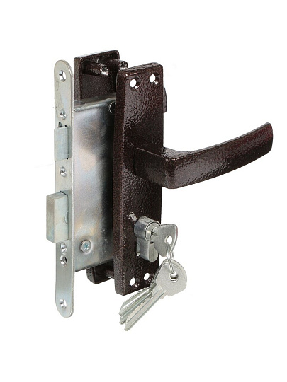 Замок врезной Зенит, ЗВ4-3.04, БП-00011732, ручка в комплекте, цилиндровый, медь