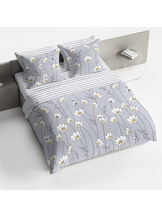 Постельное белье 2-спальное, простыня 215х220 см, 2 наволочки 70х70 см, пододеяльник 175х215 см, Bravo, поплин, 4376-1+4376а-1 Шамони