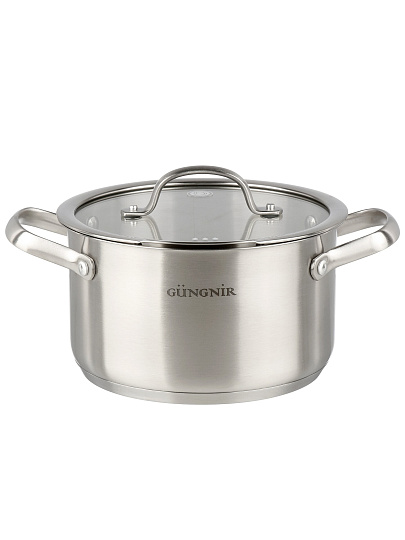 Кастрюля нержавеющая сталь, 3.1 л, крышка стекло, Катунь, Nord, GR01-D-20, индукция