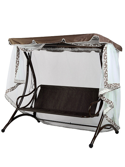 Качели садовые 3-местные, 198х115х176 см, 250 кг, Green Days, с москитной сеткой, коричневые, LG5400M-dp1, металл